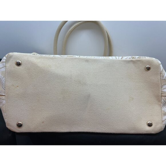 Oscar De La Renta Beige Canvas Floral Tote Bag - Picture 12 of 12